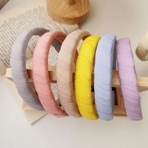 Korean Style Fabric PU Leather Padded Headband For Women Minimalist Solid Color Non-slip Wide Hair Hoop Hair Accessories