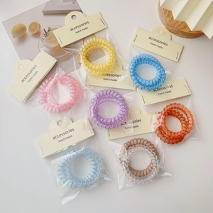 Transparent Spiral Hair Ties Elastic Telephone Line Bands No Crease Hair Rings For Women Girls Sweet Korean Style Accessories