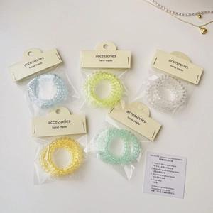 Lot de 5 élastiques à cheveux spirale transparents couleurs pastel avec emballage