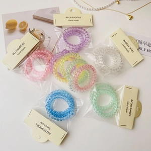 Élastiques à Cheveux Spirale Transparents Coréens pour Femmes Couleur Macaron Anneaux de Fil de Téléphone Accessoires Mode
