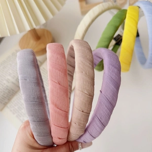 Minimalist wide fabric sponge headband in soft macaron colors for women's hair styling