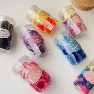 30-piece rainbow elastic hair tie set in a clear jar for girls with super elasticity
