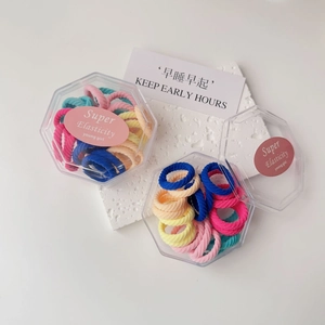 Set of colorful high elasticity hair ties in a transparent hexagonal gift box