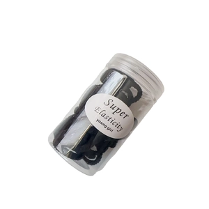 30pcs high elasticity black hair ties set in a transparent cylindrical storage container