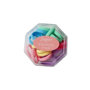 Colorful high elasticity hair ties set in a transparent octagonal storage box