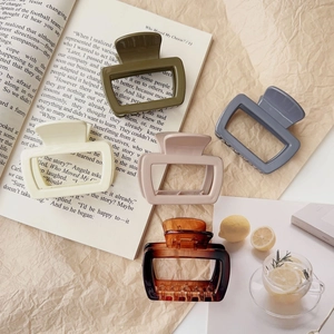 Vintage Matte Glossy Resin Hair Claw Clips Large Rectangular Hollow Shark Clip For Women Girls Elegant Hair Styling Accessories