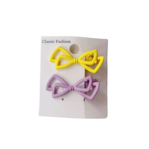 Barrettes à cheveux nœud en métal mat jaune et violet pour femmes et jeunes filles