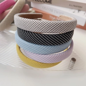 Set of 5 stylish fabric padded headbands in assorted patterns and colors for women