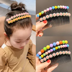 Peignes à Cheveux pour Enfants Filles Motif Dessin Animé Fruit Fraise Fleur Accessoires de Cheveux en Résine Plastique