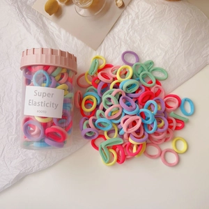 Colorful high elasticity hair bands set in a storage jar for girls hair accessories