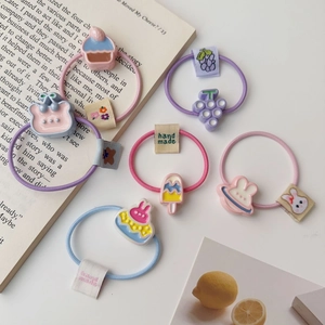 Mignons Élastiques à Cheveux Lapin Ours Cupcake Bandes de Cheveux Élastiques Doux Charme en Résine Supports de Queue de Cheval Accessoires de Cheveux de Mode Pour Filles Femmes