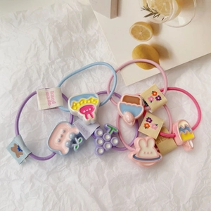 Lot de chouchous mignons avec breloques lapin et cupcake colorés pour filles