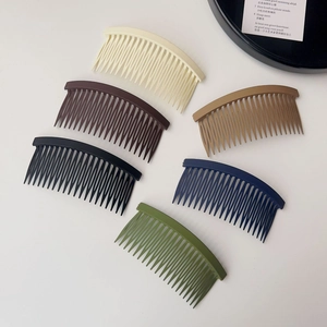 Detailed set of 6 matte non-slip hair combs in assorted Morandi colors for styling