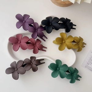 Pince à Cheveux Fleur Papillon en Résine Mate Style Coréen Doux Pince à Bec de Canard Coiffure Florale Femme Accessoires de Cheveux
