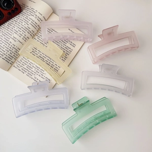 Lot de 5 pinces à cheveux rectangulaires mates aux couleurs pastel rose, vert et violet
