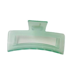 Pince à cheveux rectangulaire vert menthe mat avec design évidé pour cheveux épais