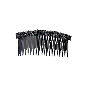 Elegant black hair side comb with sparkling crystal beads for women front hair styling