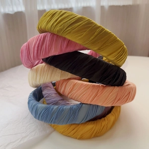 Pleated fabric headbands in candy colors for women, high-top style multi-color hair accessories