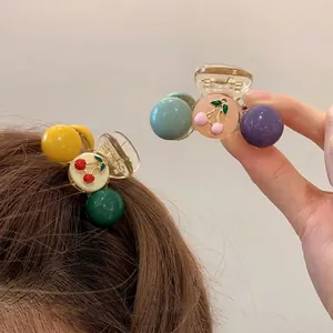 Vintage retro contrast cherry mini hair claw clips for bangs and ponytail styling