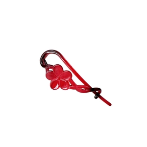 Elegant translucent red five-petal flower banana clip for Korean style hairstyles