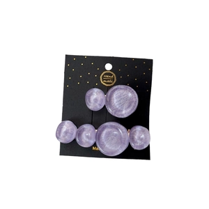 2-piece purple marble texture resin hair clips set with geometric water ripple design