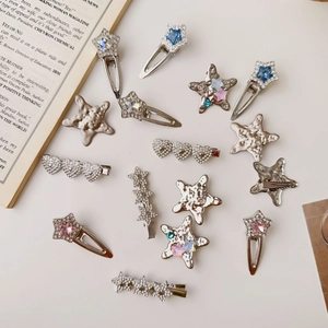 Funkelnde Strass Stern Herz Haarklammern Für Damen Luxus Legierung Entenschnabel Clips Y2K Stil Haarnadeln Mode Schmuck Zubehör