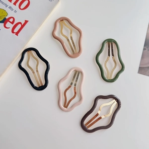 Minimalista Clip per Capelli in Metallo a Forma di Onda Cava Per Donna Stile Ins Geometrico Goccia d'Olio BB Clip Forcina Laterale