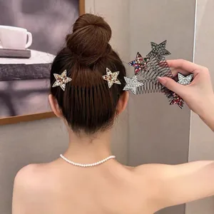 Pettine per capelli con strass a forma di stella per fissare i capelli con denti neri