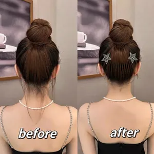 Pettine invisibile a onde con stelle argentate per fissare i capelli ribelli e disordinati