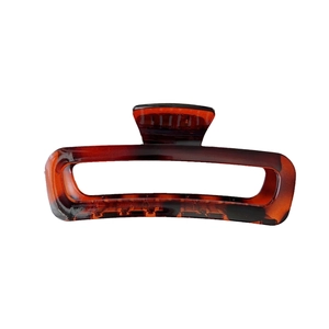 Large tortoiseshell acrylic hair claw clip with rectangular hollow frame design