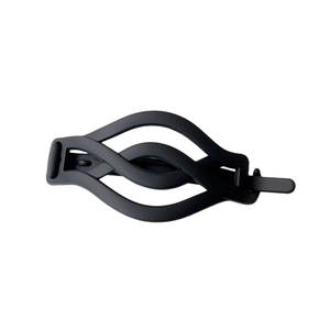 Elegant matte black hair claw clip with a hollow twisted design for women's updos