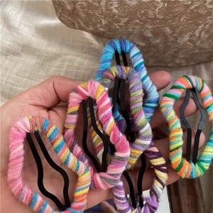 Colorful hand-knitted wool cloud hair clips on metal BB clips for women and girls