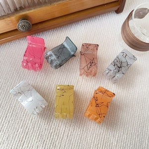 7-piece marble pattern hair claw set for women with colorful resin ink design