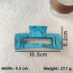 Dimensioni dettagliate della pinza per capelli blu marmo da 10,5 cm con annotazioni