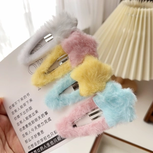 Barrettes à cheveux en peluche en forme d'étoile aux couleurs macaron pour l'hiver