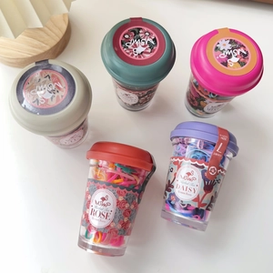Colorful hair bands set in creative mini coffee cup containers for girls and students