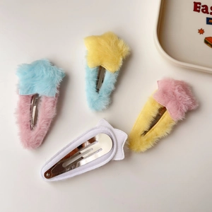 Barrettes à cheveux mignonnes en forme d'étoile en peluche aux couleurs macaron pour filles