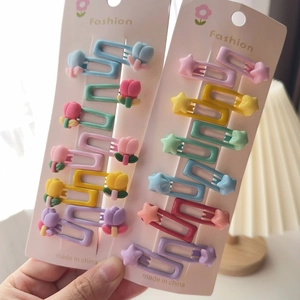 Barrettes à cheveux mignonnes pour bébés et filles avec motifs tulipes et étoiles colorées