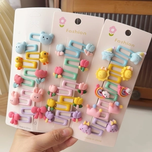 Lot de 20 barrettes à cheveux colorées pour enfants avec ours et fleurs mignons