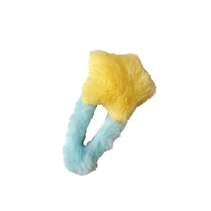 Barrette étoile en peluche jaune avec base bleu clair pour femmes et enfants