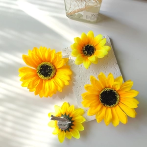 Vibrant yellow fabric sunflower hair clip and brooch pin accessory for girls and women