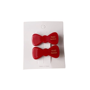 Lot de deux barrettes à cheveux en acétate rouge brillant avec nœud élégant fait main