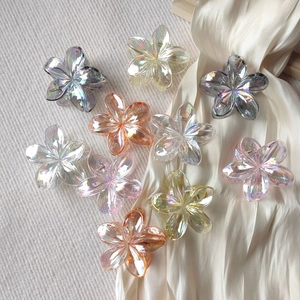 Iridescent Transparent Frangipani Flower Hair Claw Clip For Women Gradient Resin Shark Clip Fashion Hair Accessories