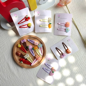 Cute Kids Cartoon Animal Fruit Hair Clips Resin Flower Rabbit Bear BB Side Pins Decorative Hair Accessories For Girls