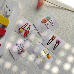Set of 10 cartoon resin hair clips for girls featuring rabbits and flower motifs