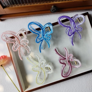 Pince à Cheveux Papillon Transparente Dégradée Grande Pince Crabe en Acrylique Émaillé Accessoires Cheveux Mode pour Femmes