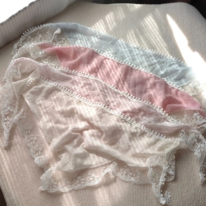 Korean Style Lace Edge Triangle Headscarf For Women Sweet Pastoral Floral Ruffle Hair Bandanna Bandana Headwrap Accessories