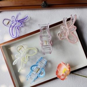 Lot de 5 pinces à cheveux papillon dégradées en violet, bleu, rose et jaune pastel