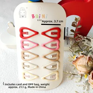 10er-Set matte herzförmige BB-Haarklammern für Mädchen, 3,7 cm Länge in fünf verschiedenen Farben