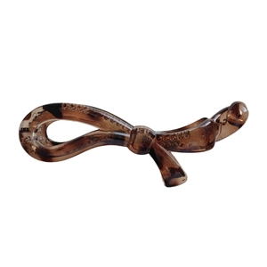 Barrette banane à motif écaille de tortue avec nœud pour queue de cheval haute élégante